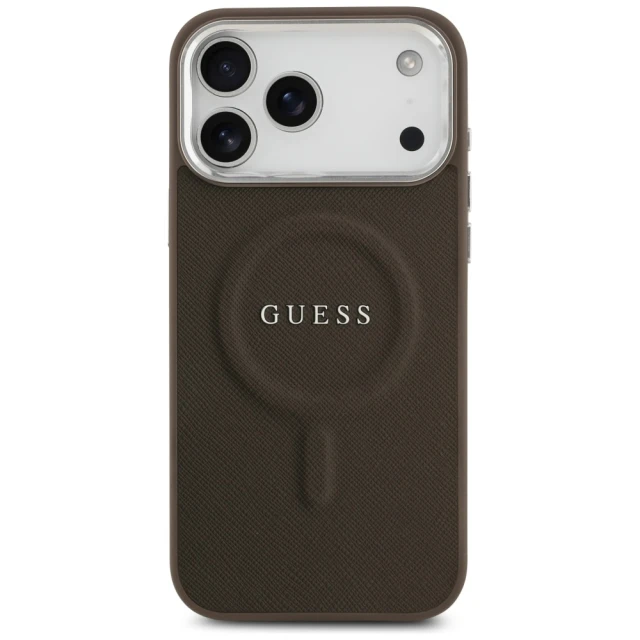 Чохол Guess Classic Logo для iPhone 17 Pro Brown with MagSafe (GUHMP17LPSAREGSW)