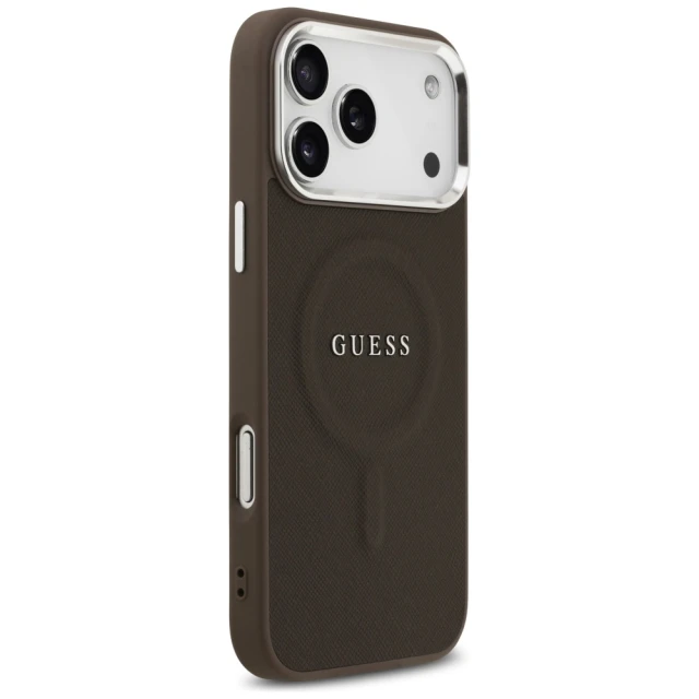 Чохол Guess Classic Logo для iPhone 17 Pro Brown with MagSafe (GUHMP17LPSAREGSW)