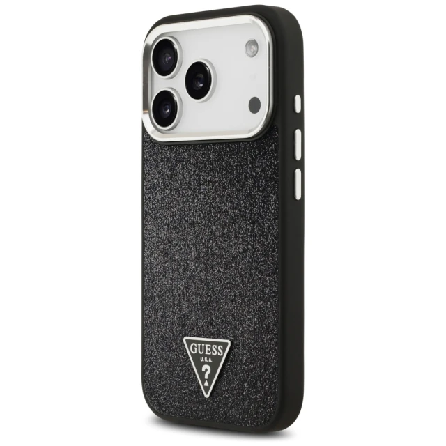 Чехол Guess Glitter Triangle Logo для iPhone 17 Pro Black with MagSafe (GUHMP17LPFGTSCMK)