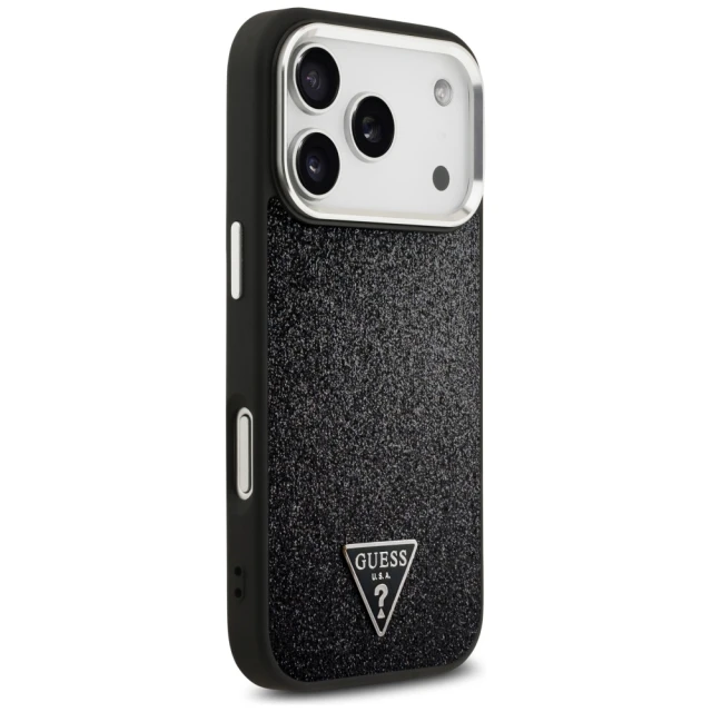 Чехол Guess Glitter Triangle Logo для iPhone 17 Pro Black with MagSafe (GUHMP17LPFGTSCMK)
