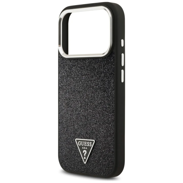 Чехол Guess Glitter Triangle Logo для iPhone 17 Pro Black with MagSafe (GUHMP17LPFGTSCMK)