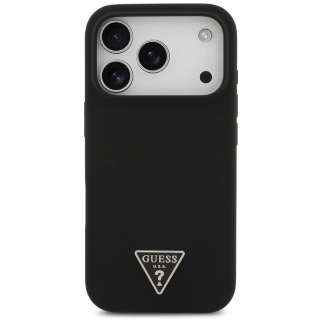 Чохол Guess Silicone Triangle Logo для iPhone 17 Pro Black with MagSafe (GUHMP17LSCTRLMK)