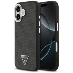 Чехол Guess 4G Triangle Logo для iPhone 17 Black Silver with MagSafe (GUHMP17SP4TSRCMK)