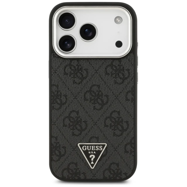 Чохол Guess 4G Triangle Logo для iPhone 17 Pro Black Silver with MagSafe (GUHMP17LP4TSRCMK)