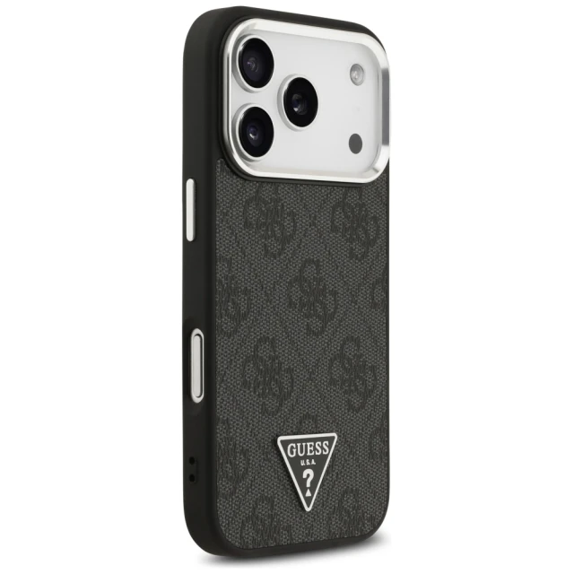 Чохол Guess 4G Triangle Logo для iPhone 17 Pro Black Silver with MagSafe (GUHMP17LP4TSRCMK)