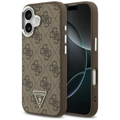 Чехол Guess 4G Triangle Logo для iPhone 17 Brown Silver with MagSafe (GUHMP17SP4TSRCMW)