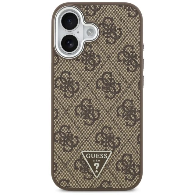 Чохол Guess 4G Triangle Logo для iPhone 17 Brown Silver with MagSafe (GUHMP17SP4TSRCMW)