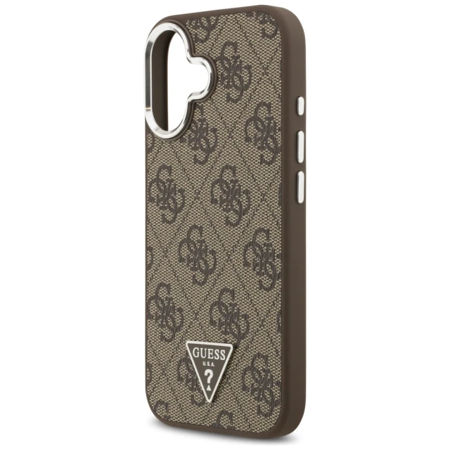 Чохол Guess 4G Triangle Logo для iPhone 17 Brown Silver with MagSafe (GUHMP17SP4TSRCMW)