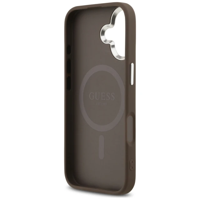 Чохол Guess 4G Triangle Logo для iPhone 17 Brown Silver with MagSafe (GUHMP17SP4TSRCMW)