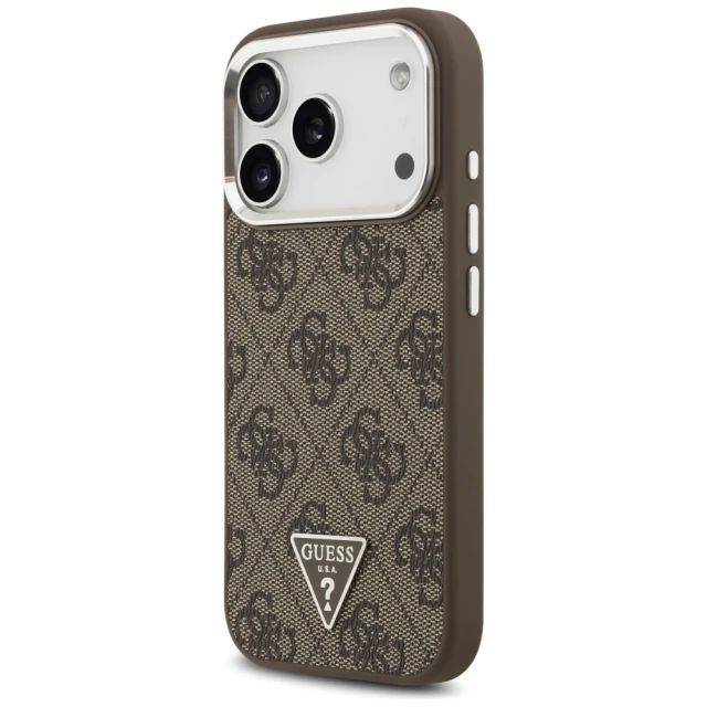 Чохол Guess 4G Triangle Logo для iPhone 17 Pro Brown Silver with MagSafe (GUHMP17LP4TSRCMW)