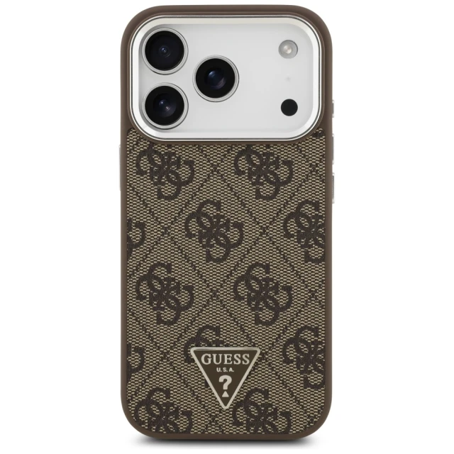 Чохол Guess 4G Triangle Logo для iPhone 17 Pro Brown Silver with MagSafe (GUHMP17LP4TSRCMW)