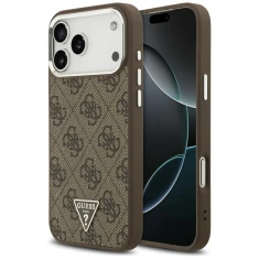 Чохол Guess 4G Triangle Logo для iPhone 17 Pro Max Brown Silver with MagSafe (GUHMP17XP4TSRCMW)