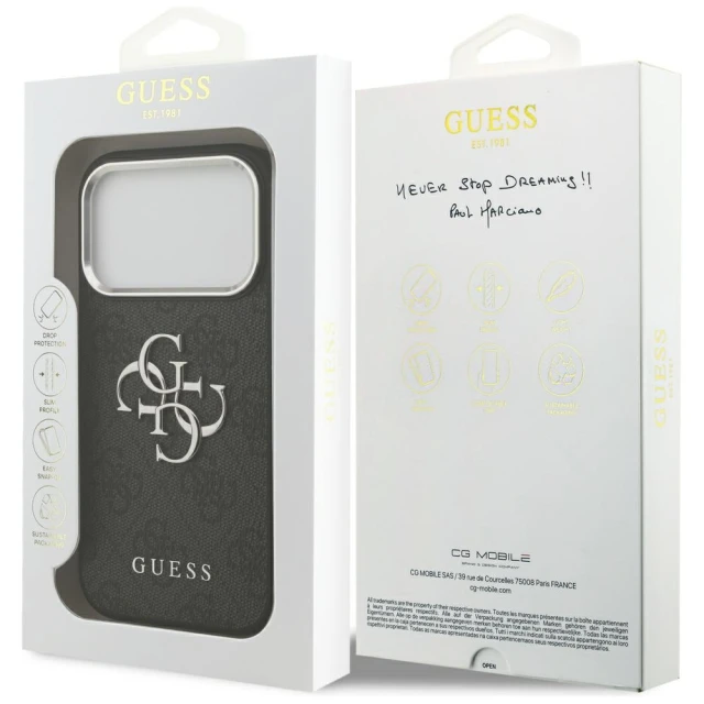 Чехол Guess 4G Big 4G Classic Logo для iPhone 17 Pro Black Silver (GUHCP17LP4G4SMCK)