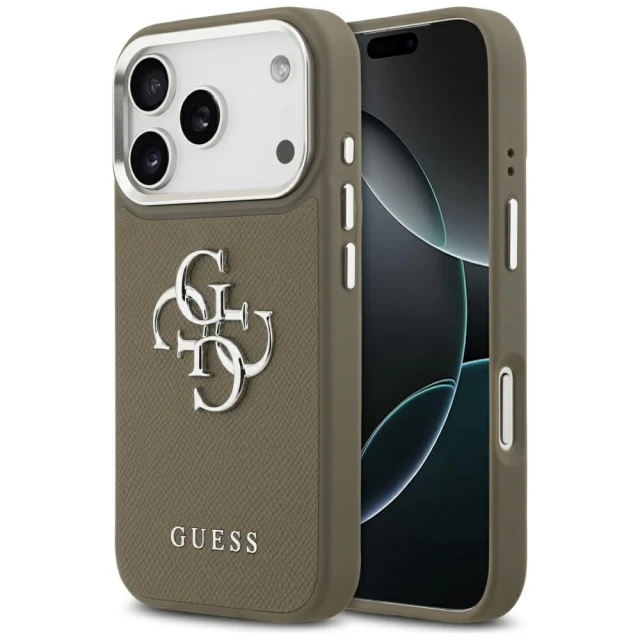 Чохол Guess Grained Big 4G Classic Logo для iPhone 17 Pro Brown (GUHCP17LPG4SMCEW)