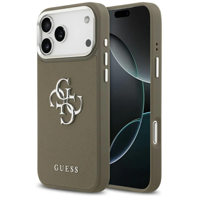 Чохол Guess Grained Big 4G Classic Logo для iPhone 17 Pro Max Brown (GUHCP17XPG4SMCEW)