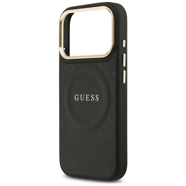 Чехол Guess Peony Hot Stamp для iPhone 17 Pro Black with MagSafe (GUHMP17LPSAMSECK)