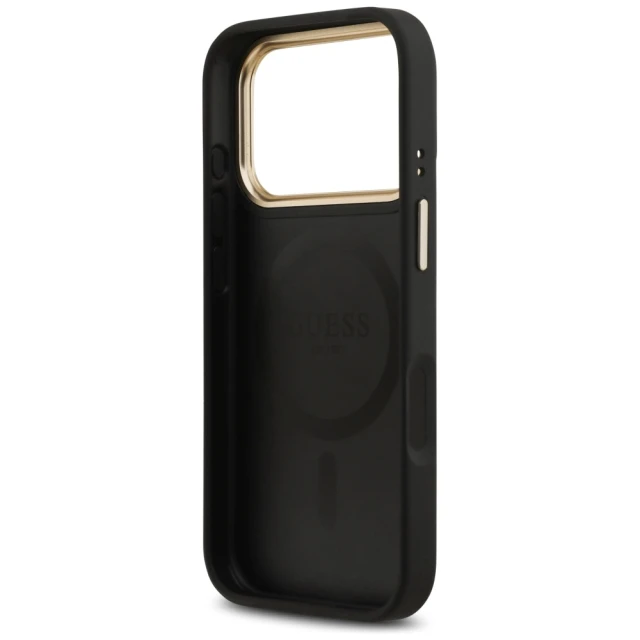 Чехол Guess Peony Hot Stamp для iPhone 17 Pro Black with MagSafe (GUHMP17LPSAMSECK)