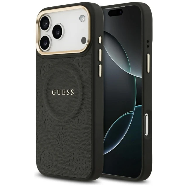 Чохол Guess Peony Hot Stamp для iPhone 17 Pro Max Black with MagSafe (GUHMP17XPSAMSECK)
