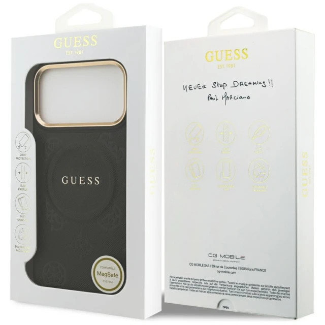 Чохол Guess Peony Hot Stamp для iPhone 17 Pro Max Black with MagSafe (GUHMP17XPSAMSECK)