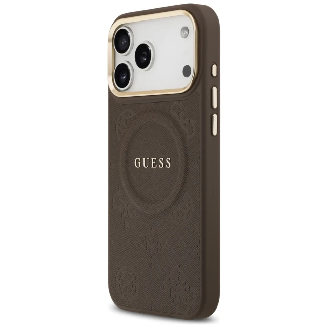 Чохол Guess Peony Hot Stamp для iPhone 17 Pro Max Brown with MagSafe (GUHMP17XPSAMSECW)
