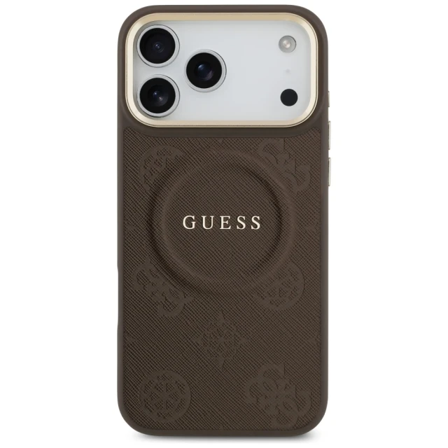 Чохол Guess Peony Hot Stamp для iPhone 17 Pro Max Brown with MagSafe (GUHMP17XPSAMSECW)