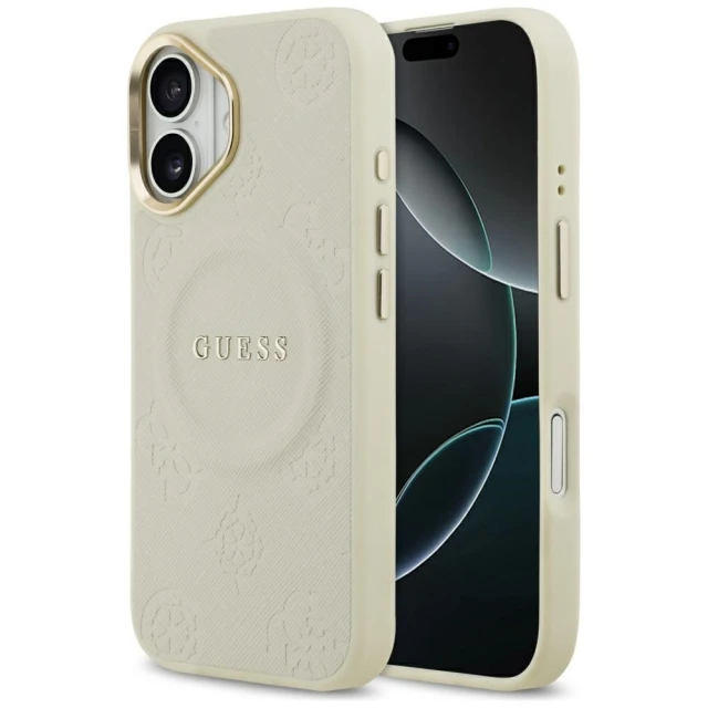 Чохол Guess Peony Hot Stamp для iPhone 17 Beige with MagSafe (GUHMP17SPSAMSECE)