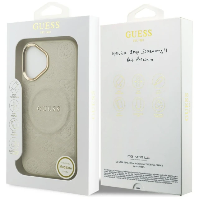 Чохол Guess Peony Hot Stamp для iPhone 17 Beige with MagSafe (GUHMP17SPSAMSECE)