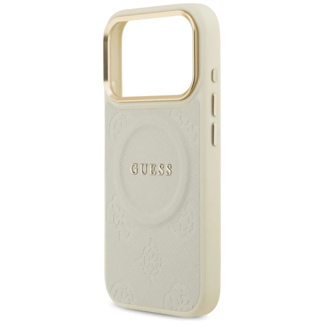 Чохол Guess Peony Hot Stamp для iPhone 17 Pro Beige with MagSafe (GUHMP17LPSAMSECE)