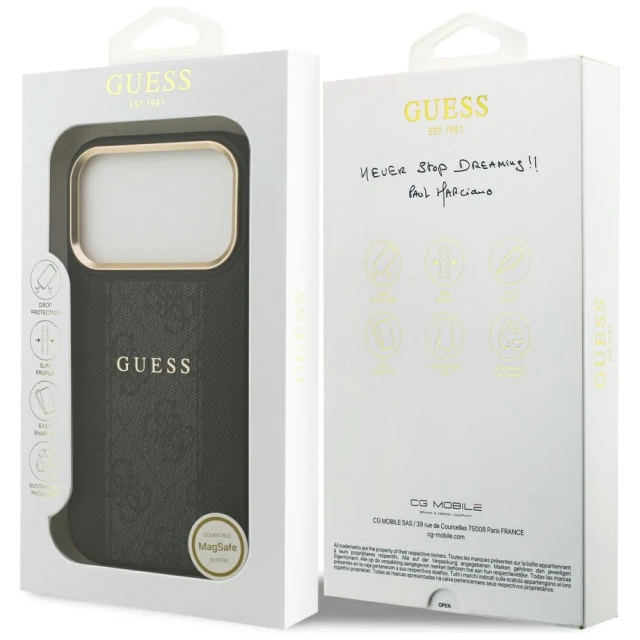 Чохол Guess 4G Stripe для iPhone 17 Pro Black with MagSafe (GUHMP17LPG4SEMCK)
