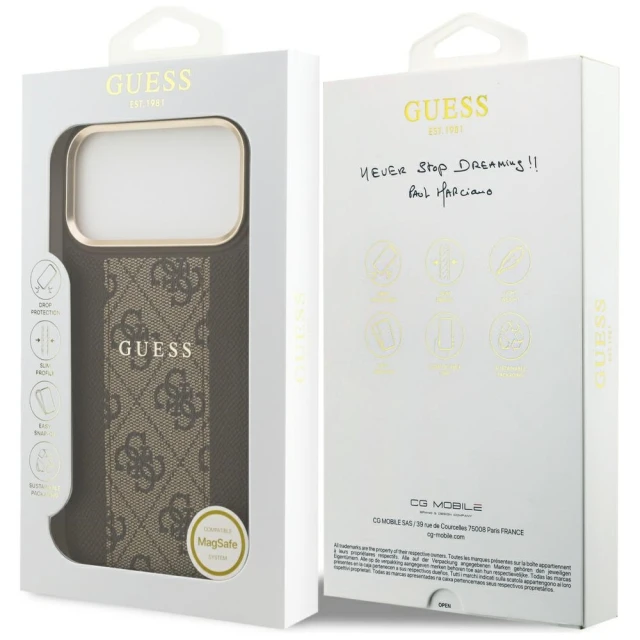 Чохол Guess 4G Stripe для iPhone 17 Pro Max Brown with MagSafe (GUHMP17XPG4SEMCW)