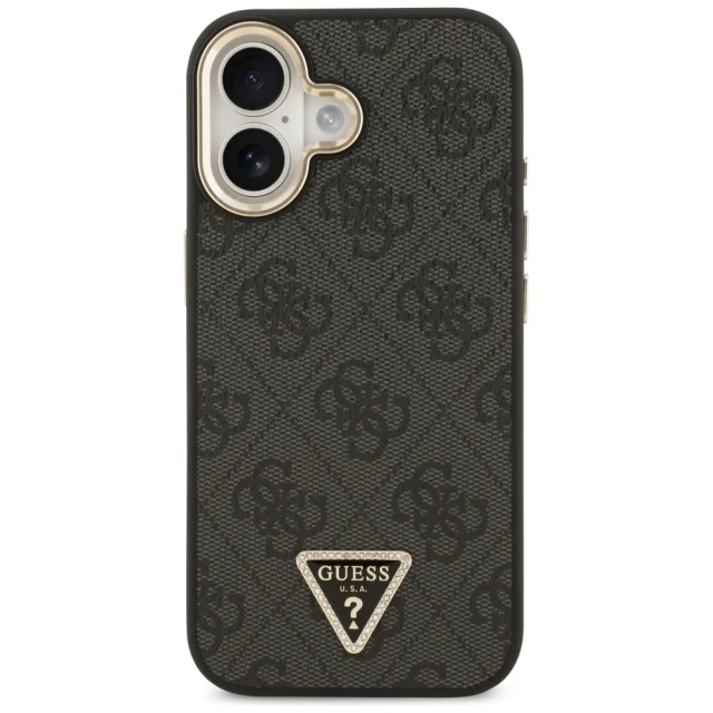 Чехол Guess 4G Triangle Logo для iPhone 17 Black Gold with MagSafe (GUHMP17SP4GTDGMK)
