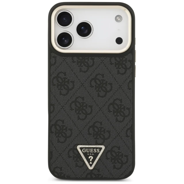 Чохол Guess 4G Triangle Logo для iPhone 17 Pro Max Black Gold with MagSafe (GUHMP17XP4GTDGMK)