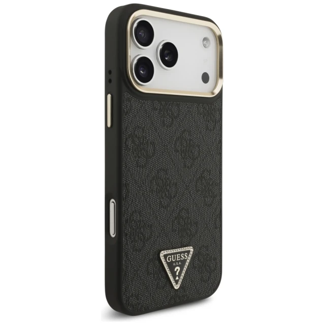 Чохол Guess 4G Triangle Logo для iPhone 17 Pro Max Black Gold with MagSafe (GUHMP17XP4GTDGMK)