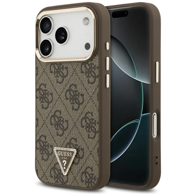 Чохол Guess 4G Triangle Logo для iPhone 17 Pro Brown Gold with MagSafe (GUHMP17LP4GTDGMW)