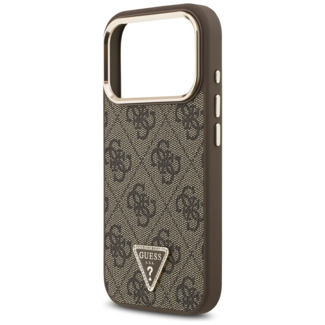 Чохол Guess 4G Triangle Logo для iPhone 17 Pro Brown Gold with MagSafe (GUHMP17LP4GTDGMW)