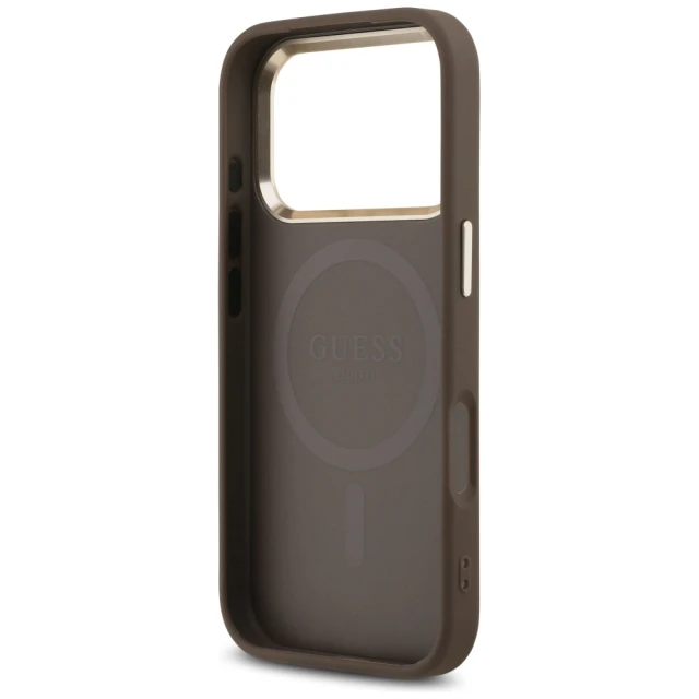 Чохол Guess 4G Triangle Logo для iPhone 17 Pro Brown Gold with MagSafe (GUHMP17LP4GTDGMW)