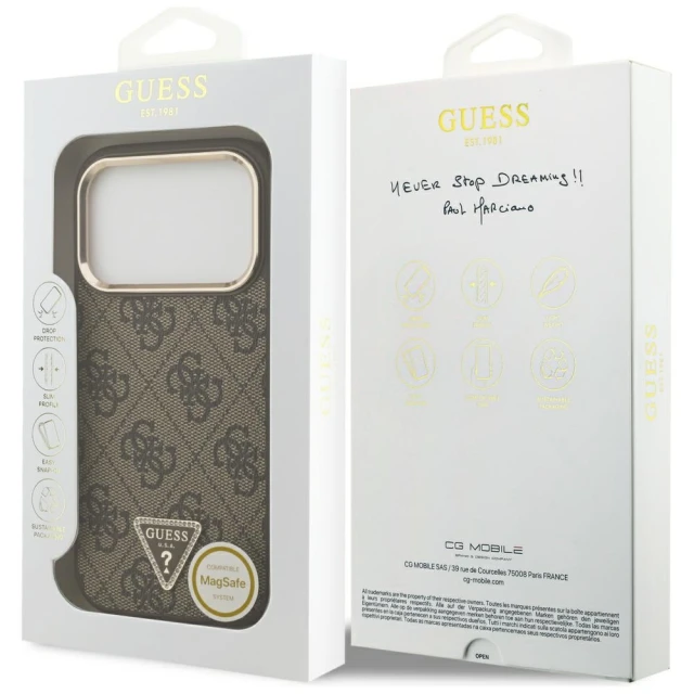 Чохол Guess 4G Triangle Logo для iPhone 17 Pro Brown Gold with MagSafe (GUHMP17LP4GTDGMW)
