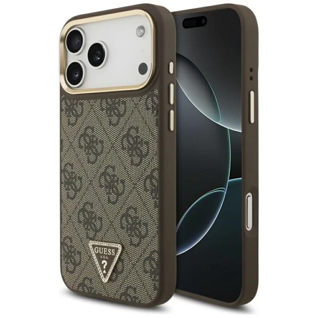Чохол Guess 4G Triangle Logo для iPhone 17 Pro Max Brown Gold with MagSafe (GUHMP17XP4GTDGMW)