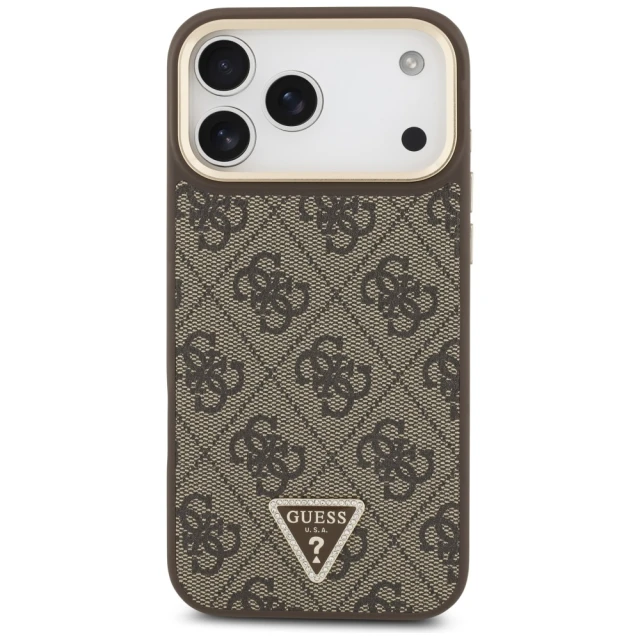 Чохол Guess 4G Triangle Logo для iPhone 17 Pro Max Brown Gold with MagSafe (GUHMP17XP4GTDGMW)