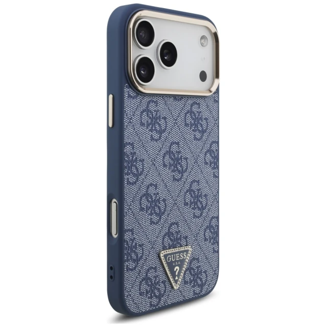 Чохол Guess 4G Triangle Logo для iPhone 17 Pro Max Blue Gold with MagSafe (GUHMP17XP4GTDGMB)