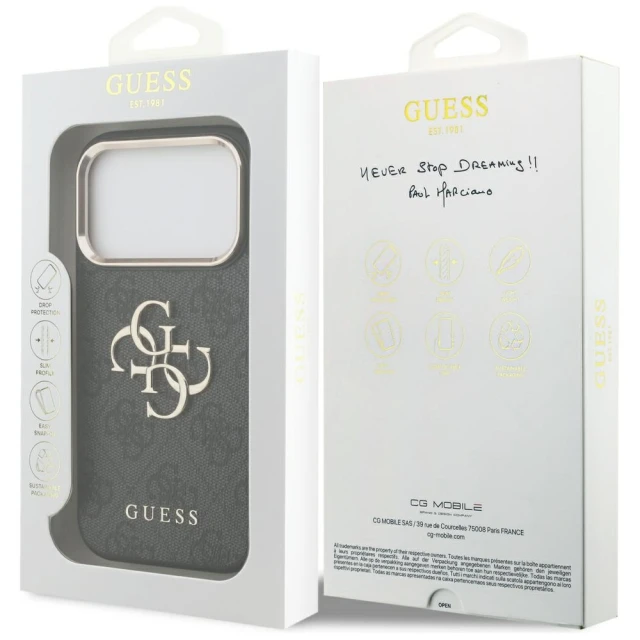 Чохол Guess 4G Big 4G Classic Logo для iPhone 17 Pro Black Gold (GUHCP17L4GMGCGR)