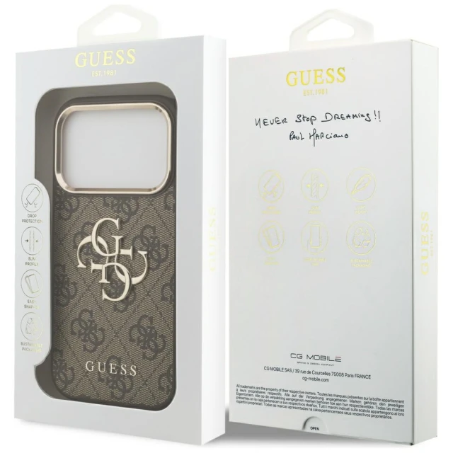 Чохол Guess 4G Big 4G Classic Logo для iPhone 17 Pro Max Brown Gold (GUHCP17X4GMGCBR)