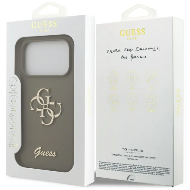 Чехол Guess Silicone Big 4G Script для iPhone 17 Pro Max Brown (GUHCP17XSC4GSMW)