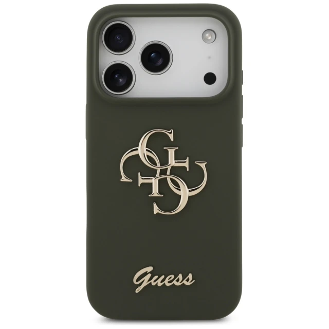 Чехол Guess Silicone Big 4G Script для iPhone 17 Pro Max Khaki (GUHCP17XSC4GSMA)