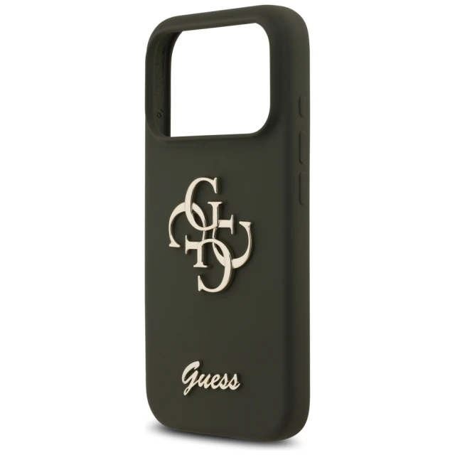 Чехол Guess Silicone Big 4G Script для iPhone 17 Pro Max Khaki (GUHCP17XSC4GSMA)