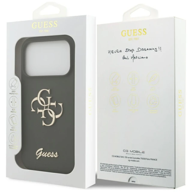 Чехол Guess Silicone Big 4G Script для iPhone 17 Pro Max Khaki (GUHCP17XSC4GSMA)