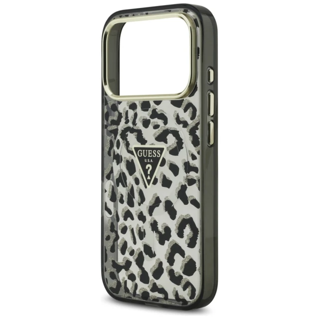 Чохол Guess Leopard Glitter для iPhone 17 Pro Max Black with MagSafe (GUHMP17XHLEGTGLK)