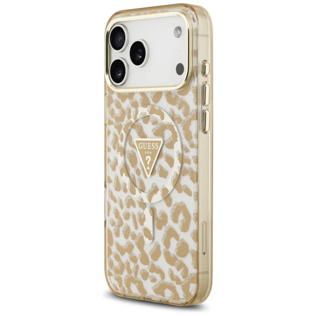 Чохол Guess Leopard Glitter для iPhone 17 Pro Brown with MagSafe (GUHMP17LHLEGTGLW)
