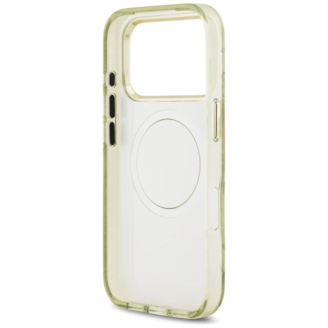 Чохол Guess IML Glitter Flowers Triangle для iPhone 17 Pro Max Green with MagSafe (GUHMP17XHFLPEDN)