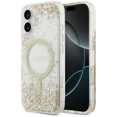 Чохол Guess Resin Bottom Glitter для iPhone 17 Gold with MagSafe (GUHMP17SRGRGED)